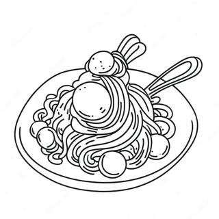 Cheesy Spaghetti With Meatballs Coloring Page 28874-23141