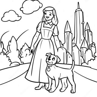 Dorothy And Toto In The Colorful Emerald City Coloring Page 2887-2350