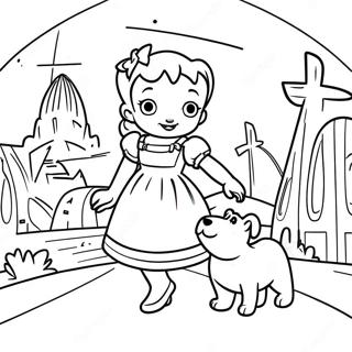 Dorothy And Toto In The Colorful Emerald City Coloring Page 2887-2351