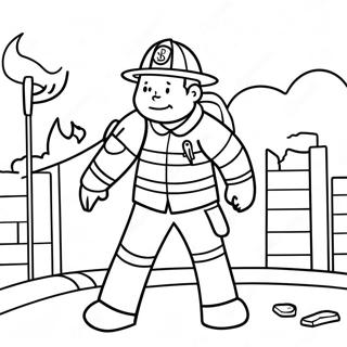 Brave Firefighter Rescuing Coloring Page 28934-23190