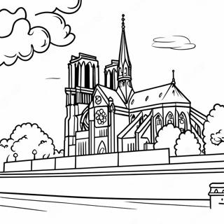 Notre Dame Cathedral Coloring Page 28953-23203