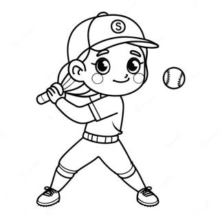 Cute Softball Player Coloring Page 28994-23236