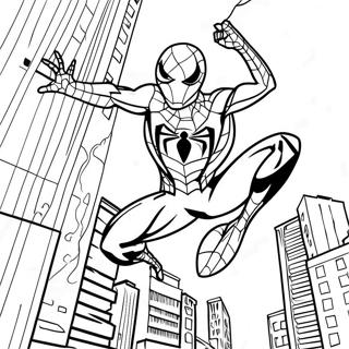 Iron Spider Swinging Through The City Coloring Page 29024-45641