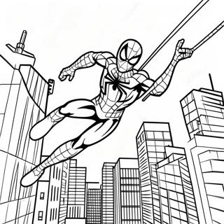 Iron Spider Swinging Through The City Coloring Page 29024-45642