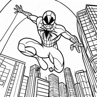 Iron Spider Swinging Through The City Coloring Page 29024-45643