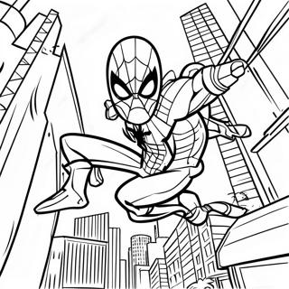 Iron Spider Swinging Through The City Coloring Page 29024-45644