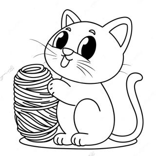 Playful Cartoon Cat Playing With Yarn Coloring Page 2907-2368