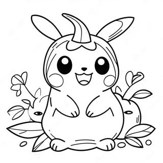 Adorable Pikachu In A Pumpkin Costume Coloring Page 29084-23302