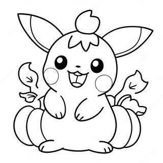 Adorable Pikachu In A Pumpkin Costume Coloring Page 29084-23304