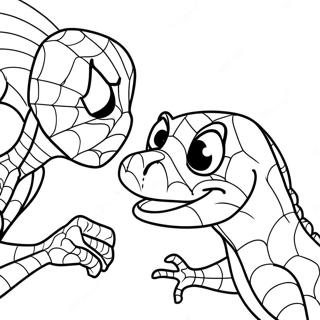 Spiderman And Lizard Face Off Coloring Page 29114-23321