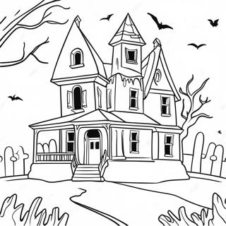 Spooky Haunted House Mystery Coloring Page 29144-23348