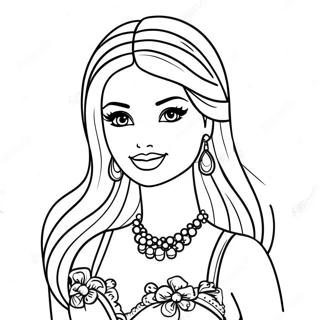 Fashionable Barbie Doll Coloring Page 29164-23365