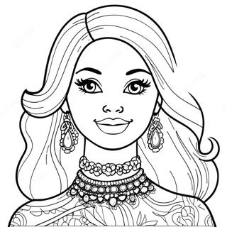 Fashionable Barbie Doll Coloring Page 29164-23367