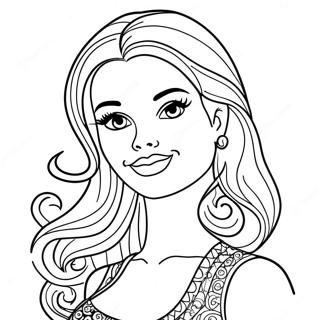 Fashionable Barbie Doll Coloring Page 29164-23368