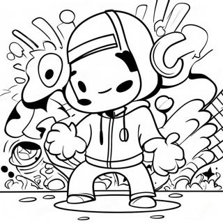 Hip Hop Graffiti Art Coloring Page 2917-2372