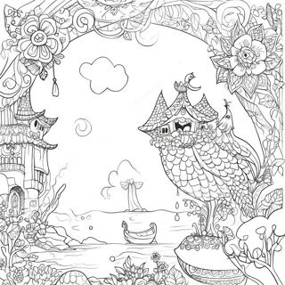 Intricate Kerby Rosanes Fantasy Scene Coloring Page 29244-23429