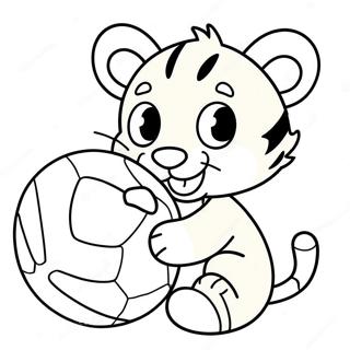 Cute Baby Tiger Playing With A Ball Coloring Page 29254-23439