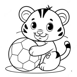 Cute Baby Tiger Playing With A Ball Coloring Page 29254-23440