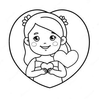 Cute Sister Holding A Heart Coloring Page 29324-23490