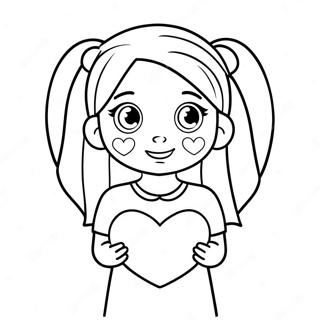 Cute Sister Holding A Heart Coloring Page 29324-23492