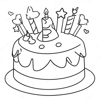 Colorful 3rd Birthday Cake Coloring Page 29344-23509