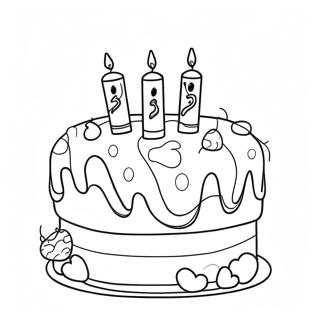 Colorful 3rd Birthday Cake Coloring Page 29344-23510