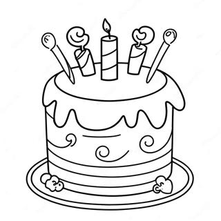 Colorful 3rd Birthday Cake Coloring Page 29344-23512