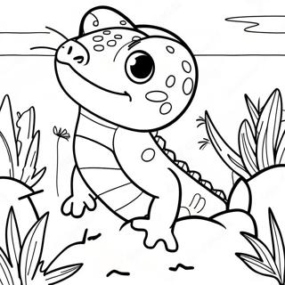 Colorful Leopard Gecko In Nature Coloring Page 29414-23561