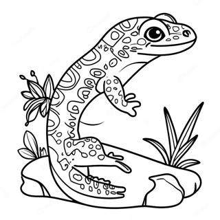 Colorful Leopard Gecko In Nature Coloring Page 29414-23562