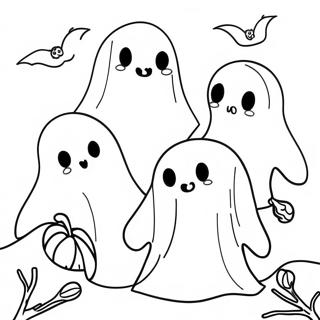 Spooky Ghosts Halloween Coloring Page 29424-23569