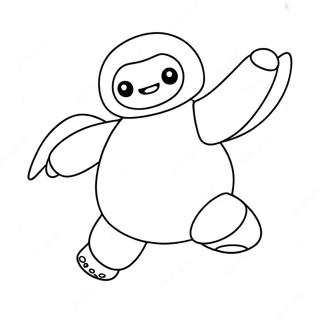 Cute Baymax Flying Coloring Page 29444-23587