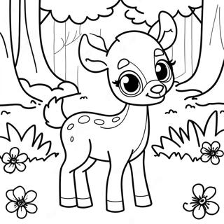 Cute Baby Deer In A Forest Coloring Page 29544-23665