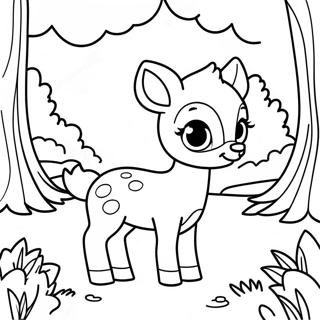 Cute Baby Deer In A Forest Coloring Page 29544-23666