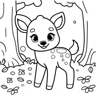 Cute Baby Deer In A Forest Coloring Page 29544-23667