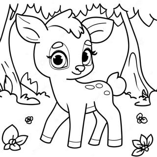 Cute Baby Deer In A Forest Coloring Page 29544-23668