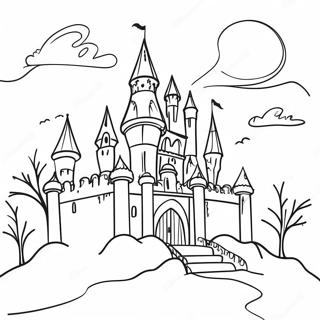 Gothic Creepy Castle Coloring Page 29553-23670