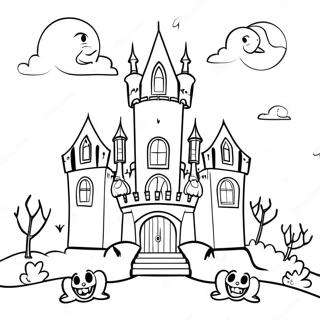 Gothic Creepy Castle Coloring Page 29553-23671