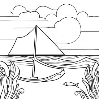 Blue Ocean Scene Coloring Page 2956-2402