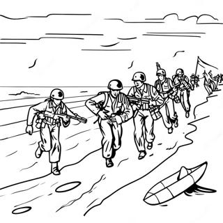 D Day Soldiers Landing On Beach Coloring Page 29723-23810