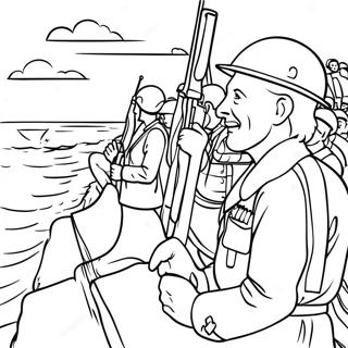 D Day Historical Scene Coloring Page 29724-23813