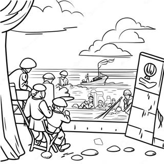 D Day Historical Scene Coloring Page 29724-23814