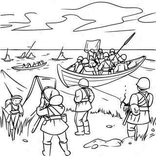 D Day Historical Scene Coloring Page 29724-23816