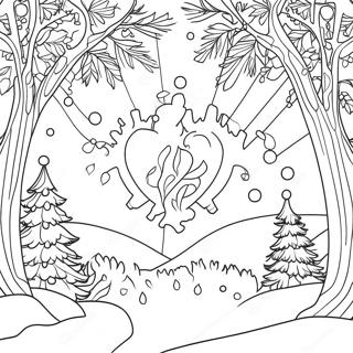 Winter Solstice Scene With Snowflakes Coloring Page 29743-23825