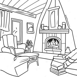 Cozy Cabin By The Fire Coloring Page 29744-23830