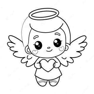 Cute Little Angel With Heart Coloring Page 29844-23910