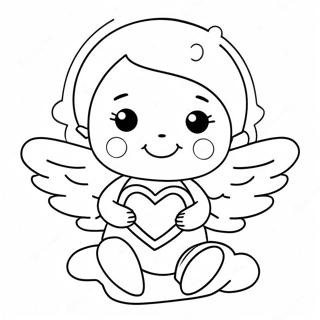 Cute Little Angel With Heart Coloring Page 29844-23912