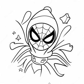 Spider Man In Santa Hat Coloring Page 29864-23927