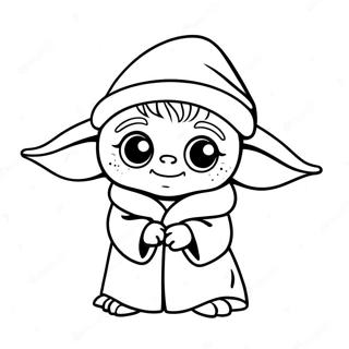 Cute Baby Yoda With Santa Hat Coloring Page 29934-23977