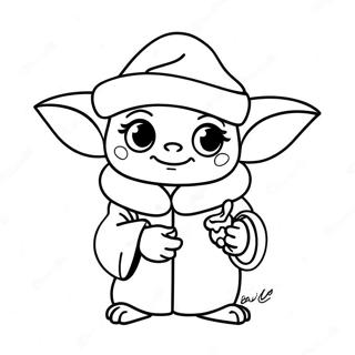 Cute Baby Yoda With Santa Hat Coloring Page 29934-23978