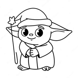 Cute Baby Yoda With Santa Hat Coloring Page 29934-23979